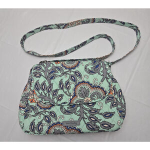 Vera Bradley Fan Flowers Medium Flap Crossbody Bag Floral Pockets Paisley NWT